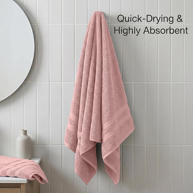 RIVERSIDE Pack of 2 Extra Large Bath Sheets 35 x 70 Inches, 100% Ring Spun Cotton, Hotel Quality, Oversized Bath Towels, Super Soft, Highly Absorbent & Quicker to Dry, Dusty Rose