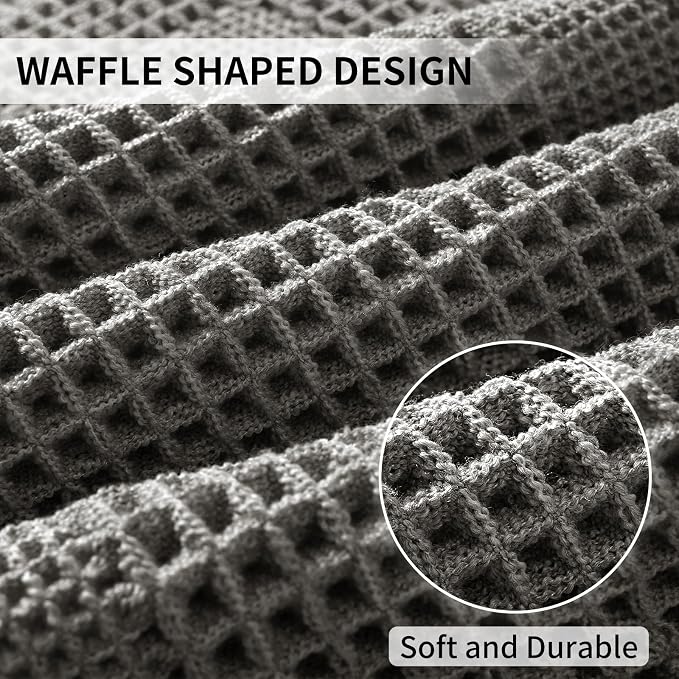 Waffle Bath Mat - Super Water Absorbing Bath Mat Quick Dry, Bathroom Rugs Non Slip Washable with Tassels, Rubber Backed Bathroom Mat for Bathroom Floor, Tub and Shower, 24" x 72", Dark Grey