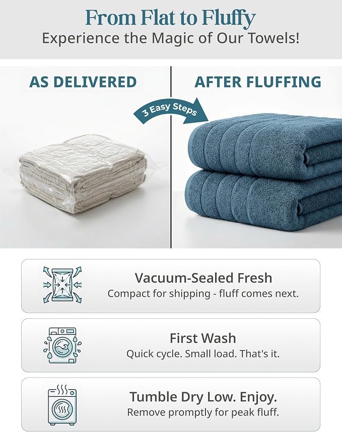 Casa Platino 100% Cotton 4 Pack Bath Towels (30"x60") - Ring Spun Mercerized Cotton Bathroom Towels Set - Quick Dry, Soft & Absorbent Large Bath Towels - Machine Wash in Cold Water - Steel Blue