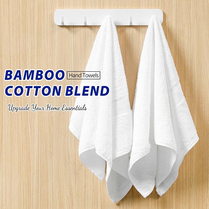 Aibaser Hand Towels-16x30inch - Lightweight and Highly Absorbent Hand Towels for Bathroom, Travel, Gym, Shower and Spa (White)