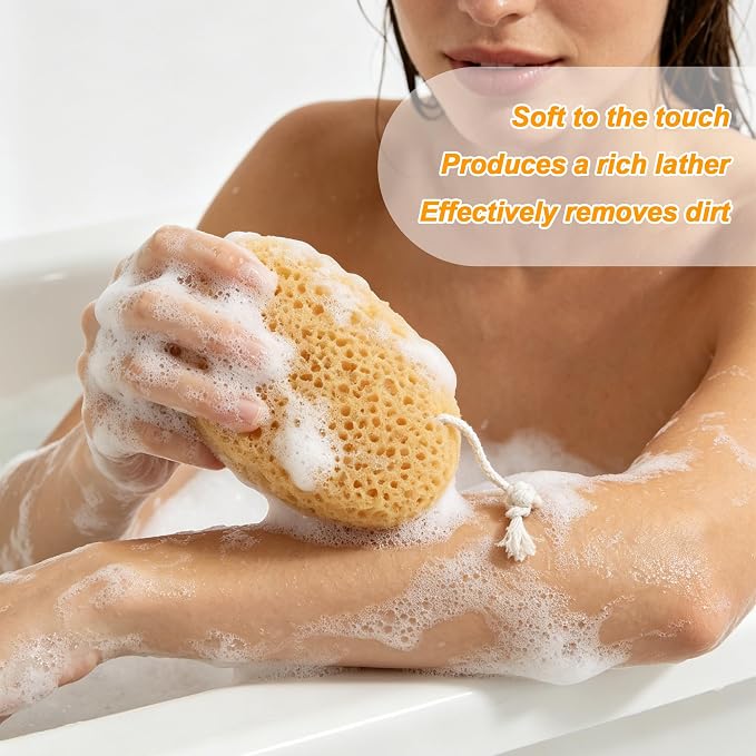 2PCS Bath Sponge, 6.1 Inch Durable Large Foam Loofah Face Puff for Body & Face Cleansing, Soft Exfoliating Natural Shower Sponges for Women, Men, Teenager