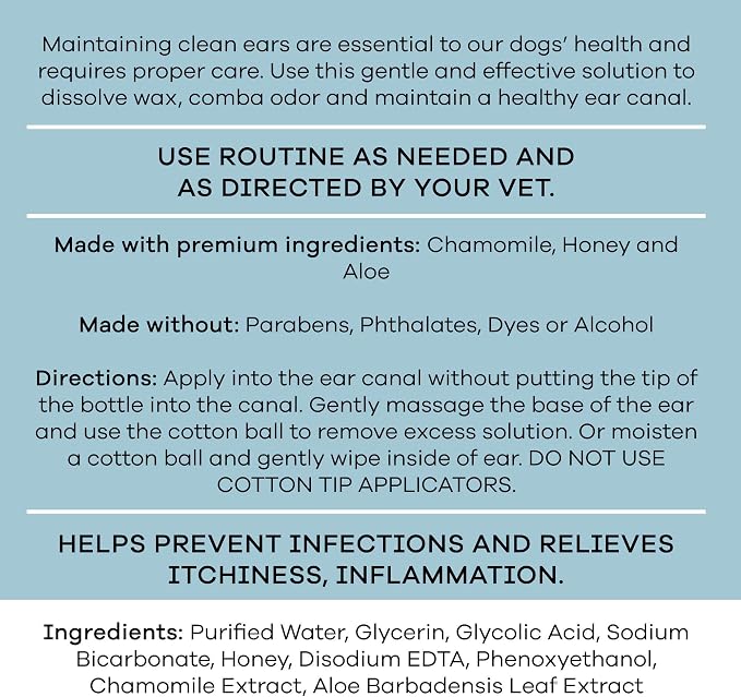 Dog Ear Cleaner - Ear Wash Solution & Wax Drops - 4 Fl Oz