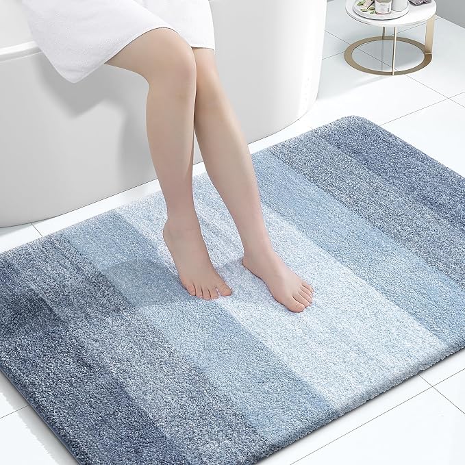 OLANLY Large Bathroom Rugs Mat 47x32, Extra Soft Absorbent Microfiber Bath Rugs, Rubber Backing, Quick Dry, Machine Washable Bath Mats for Bathroom Floor, Tub and Shower, Home Decor Accessories, Blue