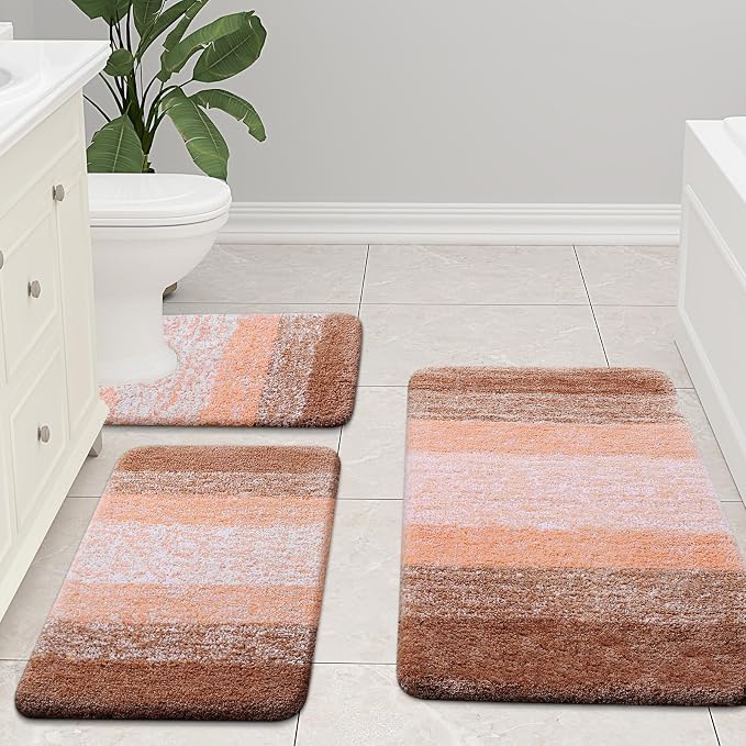 Arotive Microfiber Bathroom Rugs, Shaggy Soft and Absorbent Bath Rug, Thick Plush Machine Washable Dry Bath Mats for Bathroom, Tub and Shower, 59x24, Orange, Rectangular
