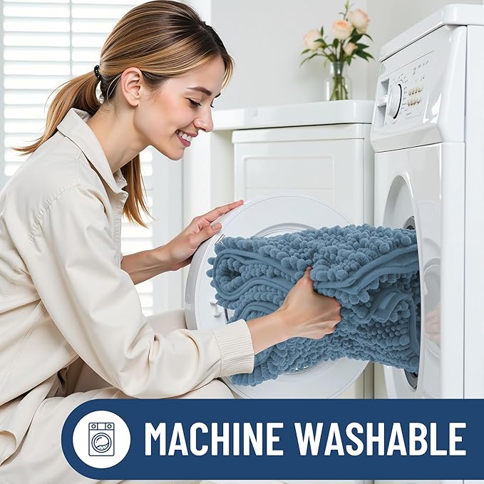 Smiry Bathroom Rugs Mat 40x24, Extra Soft Absorbent Chenille Bath Rugs, Non Slip Rubber Backing Machine Washable Quick Dry Bath Mats for Bathroom Floor, Tub, Shower, Home Accessories, Grayish Blue