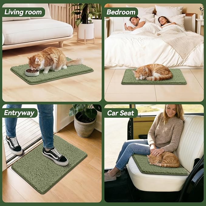 Bcoimo Super Absorbent Cat Door Mat, 24"*17" Anti Slip Mat for Muddy Paws, Pet Rugs for Dirty Paws Washable that Absorbs Moisture and Dirt, for Cat Cage and Pet Resting Carpet