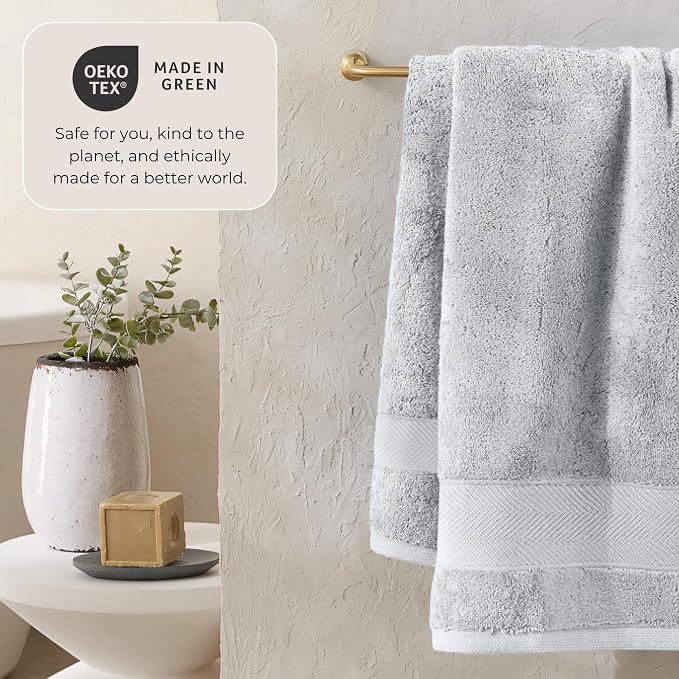 Viscose from Bamboo Bath Towels Set of 2 - Extra Plush 700 GSM Quick Dry Cotton Blend for Luxury Bathroom Comfort - Super Soft, Large, Absorbent - Mist