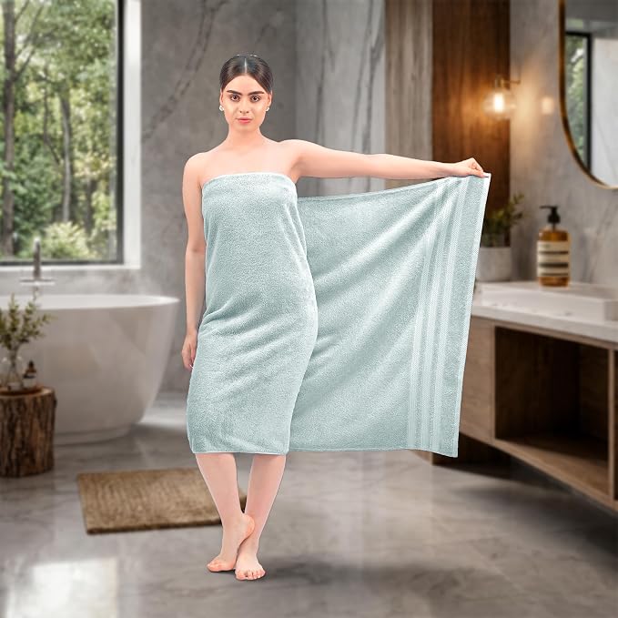 Bath Sheets 2 Pack Extra Large 35 x 70 Inches 600 GSM 100% Ring Spun Combed Uzbek Cotton Bath Towels Oeko-TEX Certified Soft Highly Absorbent Quick Dry – Mint
