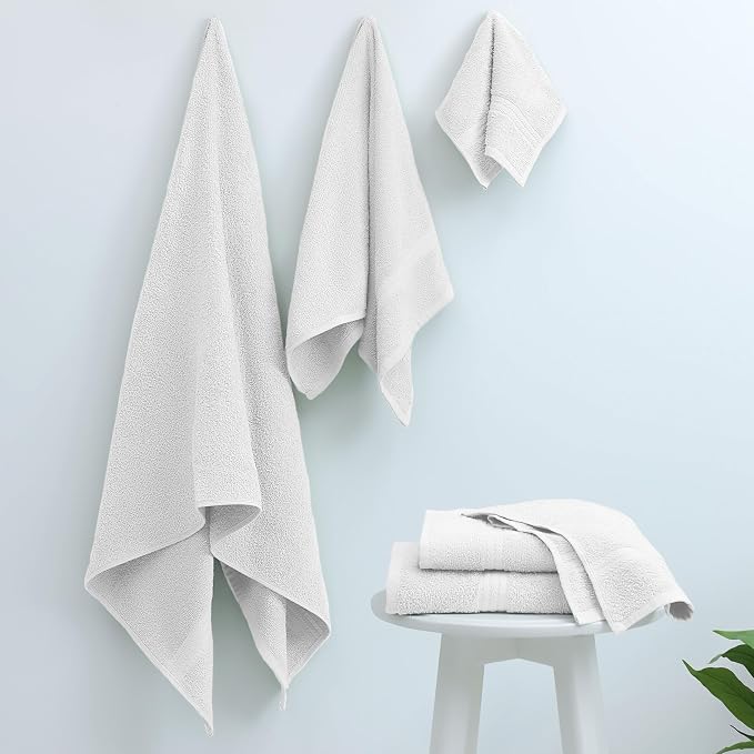 Martex Easy Living Everyday 6-Piece Bathroom Towel Set, White | 2 Bath Towels, 2 Hand Towels, 2 Wash Cloths, 100% Cotton, Soft, Quick-Dry