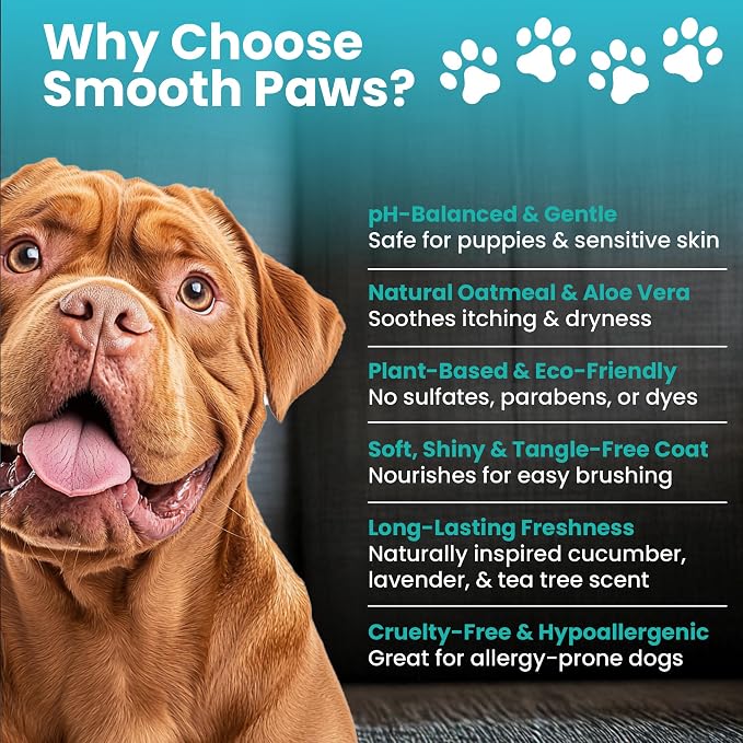 2-in-1 Natural Dog Shampoo & Conditioner – pH-Balanced for Dogs & Puppies | Gentle Oatmeal & Aloe Vera Formula for Sensitive Skin | Spiced Cucumber, Lavender & Tea Tree Scent | 16.9 oz |