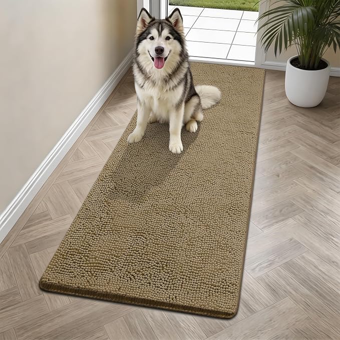 Bcoimo Super Absorbent Dog Door Mat, 60"*24" Anti Slip Mat for Muddy Paws, Pet Rugs for Dirty Paws Washable that Absorbs Moisture and Dirt, for Dog Cage and Pet Resting Carpet