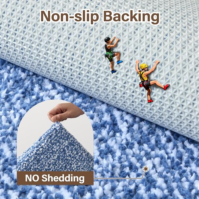 48x24 Long Bathroom Rugs Washable Non Slip, Blue Bath Mat for Bathroom Floor Tub, Soft Absorbent Quick Dry Mats for Shower,Bathtub,Home Decor