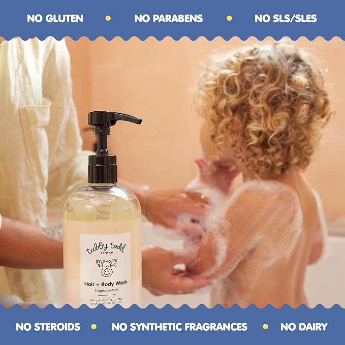 TUBBY TODD Baby Bundle Newborn Skin Care Set - Hypoallergenic Hair + Body Wash, All Over Ointment with Colloidal Oatmeal, Sweet Cheeks Diaper Paste - Lavender Rosemary, Full Size