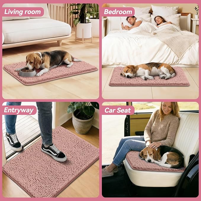 Bcoimo Super Absorbent Dog Door Mat, 36"*24" Anti Slip Mat for Muddy Paws, Pet Rugs for Dirty Paws Washable that Absorbs Moisture and Dirt, for Dog Cage and Pet Resting Carpet