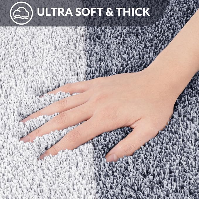 Exclusivo Mezcla Toilet Rugs U-Shaped 20x24, Extra Soft Non Slip Absorbent Microfiber Bath Rugs, Machine Washable Quick Dry Bath Mats for Toilet, Gradient Navy Blue
