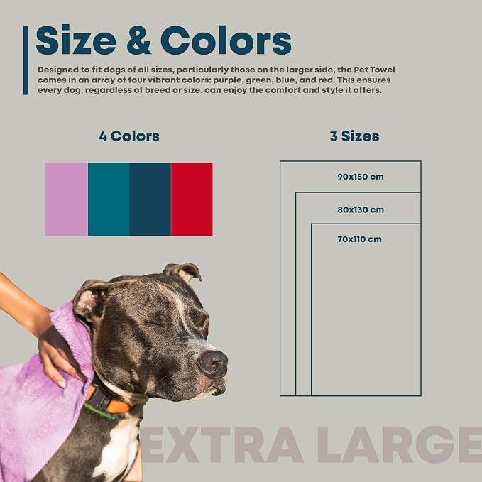 Extra Large Dog Towel for Big Dogs — 400 GSM Premium Microfiber, Fits Golden Retriever, Labrador, Bernese — Super Absorbent Quick Dry, Machine Washable (Green, 2XL)