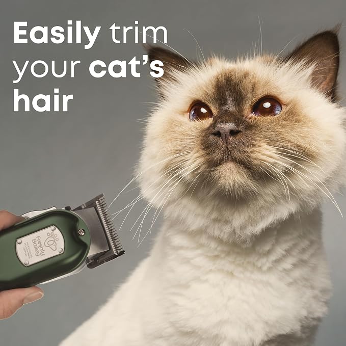 Freshly Bailey Cat Clippers for Matted Hair - Matted Cat Fur Remover - Low Noise Grooming Trimmer & Shaver | Pet Clippers for Long Hair Cats | Professional Pet Shaver with Detachable Guards