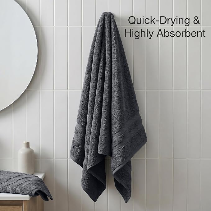 RIVERSIDE Pack of 2 Extra Large Bath Sheets 35 x 70 Inches, 100% Ring Spun Cotton, Hotel Quality, Oversized Bath Towels, Super Soft, Highly Absorbent & Quicker to Dry, Charcoal Gray