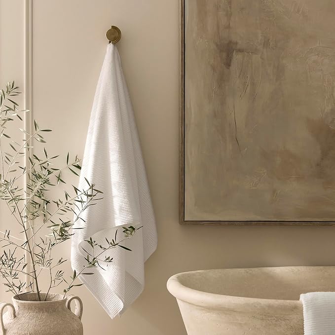 BOLL & BRANCH Turkish Ribbed Bath Towel - White - 100% Organic Turkish Cotton - Soft Absorbent Quick Dry Luxury Spa Bath Towel with Ribbed Texture - Durable Sustainable Comfort