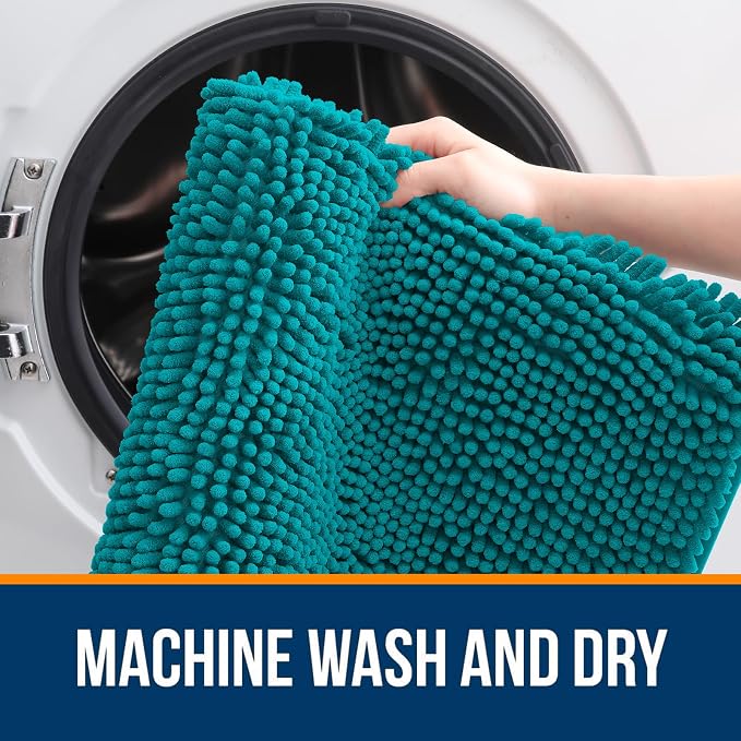 OLANLY Large Bathroom Rugs 44x32, Extra Soft Absorbent Chenille Bath Rugs, Rubber Backing Quick Dry, Machine Washable Bath Mats for Bathroom Floor, Tub and Shower, Home Decor Accessories, Deep Lake