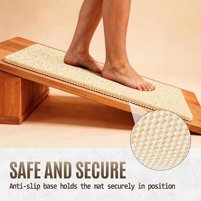 Joyhalo Shower Mat Bathtub Mat Non Slip, Bathmats Non Slip, Quick Drying Foot Scrubber Loofah Mats for Shower, Tub, Bathroom, Home, 24x24inch, Beige