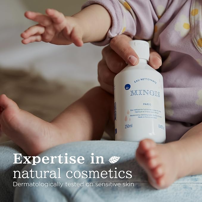 MINOIS PARIS Micellar Cleansing Water for Babies | No-Rinse Hydrating Face & Body Wash | Baby Essential with Natural Ingredients | Gentle Skin Care Made in France | 8.45 fl oz