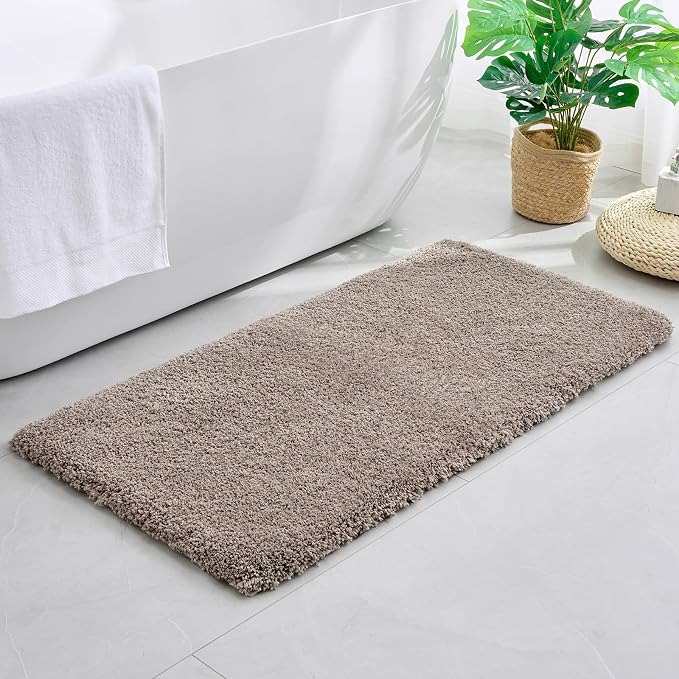 Disolla Taupe Grey Bathroom Rug 24x36 - Non-Slip Plush Thick Bath Mat, Highly Absorbent & Ultra Soft Fluffy Floor Mat, Machine Washable for Shower and Tub
