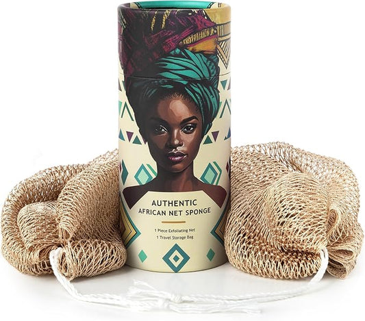 African Net Sponge Authentic with Knots - Afroscrub Exfoliating Net Sponge for Body Scrubber Exfoliator - Real African Bath Back Scrubber Washcloth Travel Protable and Dry Quickly