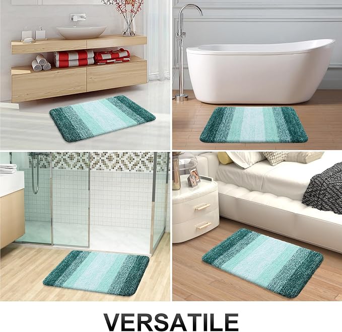 OLANLY Bathroom Runner Rugs Mat 47x20, Extra Soft Absorbent Microfiber Bath Rugs, Rubber Backing, Quick Dry, Long Bath Mats for Bathroom, Tub and Shower, Home Decor Accessories, Blackish Green