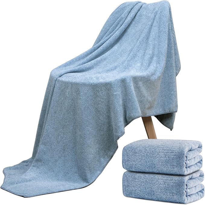 SEISSO 4 Pack Extra Large Bath Towels 63"x35", Bath Sheets for Sensitive Skin 70% Polyester 30% Viscose Fiber from Bamboo, Super Soft, Highly Absorbent & Quick Dry, Oversized