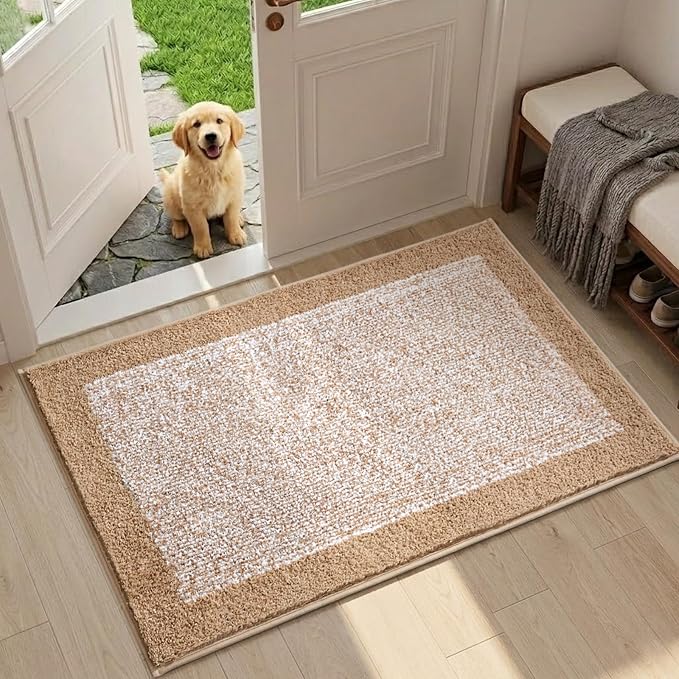 36x24 Large Bathroom Rugs Washable Non Slip, Beige Bath Mat for Bathroom Floor Tub, Soft Absorbent Quick Dry Mats for Shower, Bathtub,Home Decor