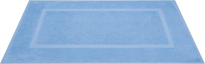 Cotton Paradise 100% Cotton Turkish Bathmat Set, Soft Absorbent Quick Dry, 2 Piece 20x34 Bathmat Floor Set, Sky Blue