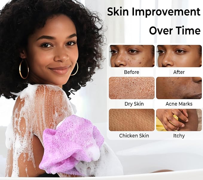 African Net Sponge Authentic - Exfoliating Back Scrub Bath Sponge with Knots - Afro Scrub Body Scrubber Exfoliator Washcloth - African Body Care Daily Use Shower Essentials