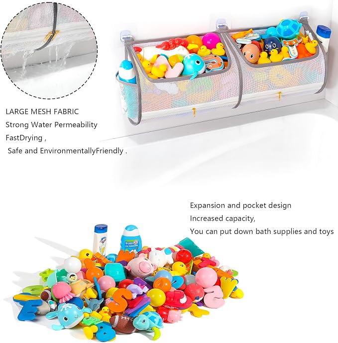 Ligereza 2-in-1 bath toy storage double capacity bath toy holder helps bath toy storage for tub classification, bath toy organizer for tub for kids to easily take favorite toys
