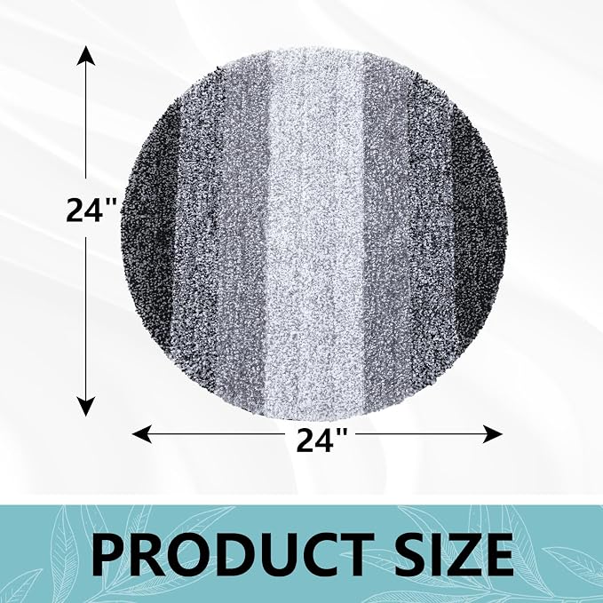 Arotive Microfiber Bathroom Rugs, Shaggy Soft and Absorbent Bath Rug, Thick Plush Machine Washable Dry Bath Mats for Bathroom, Tub and Shower, 24x24, Black, Round