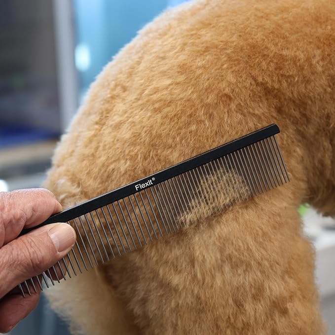 FlexIt Dog Grooming Comb - Perfect for Use with FlexIt Flexible Slicker Brush for Dogs - Built for Poodles, Golden Doodles, Huskies, Retrievers, and Labradoodles (Comb Only)