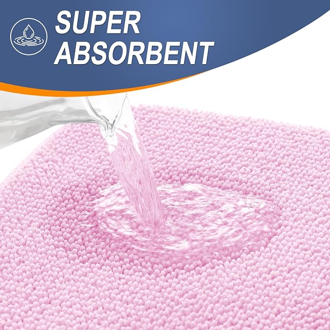 OLANLY Thick Memory Foam Small Bathroom Rugs 24x16, Extra Soft Absorbent Bathroom Mat, Quick Dry Bath Mats, Non-Slip, Machine Washable Carpet for Bathroom, Tub and Shower, Home Decor Accessories, Pink
