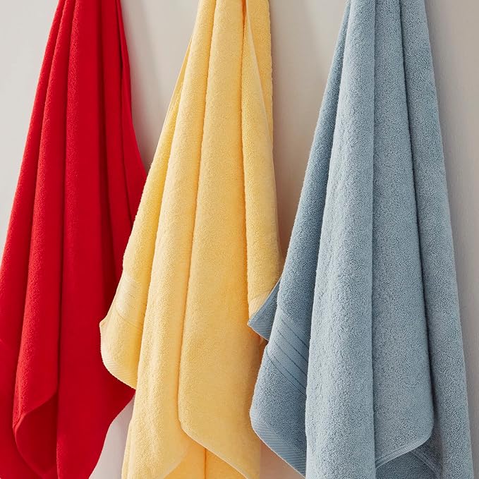 COZYART Light Blue Bath Towels for Bathroom 2 Pcs, 27x54 Cotton Bath Towel Set Super Soft Absorbent Durable 650 GSM Shower Towels for Daily Use
