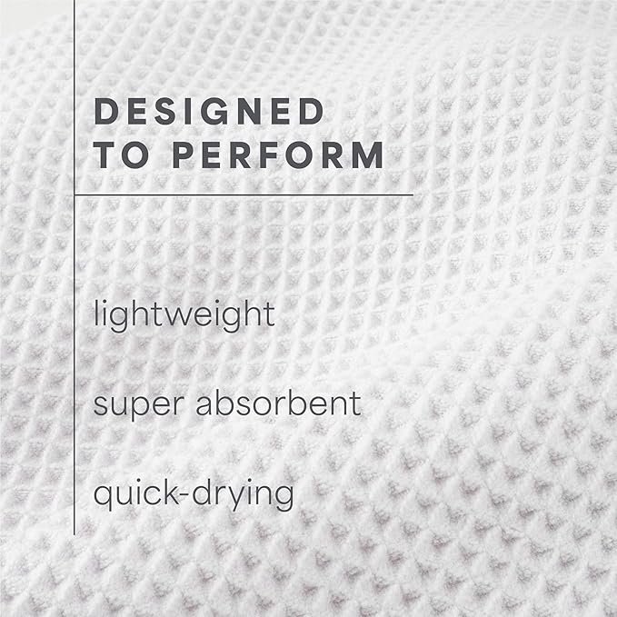 S&T INC. Aura Microfiber Waffle Bath Towels, 4 Pack, Quick-Dry, Ultra Absorbent, Lightweight Towels for Bathroom, 30 inches x 60 inches, 420GSM, White