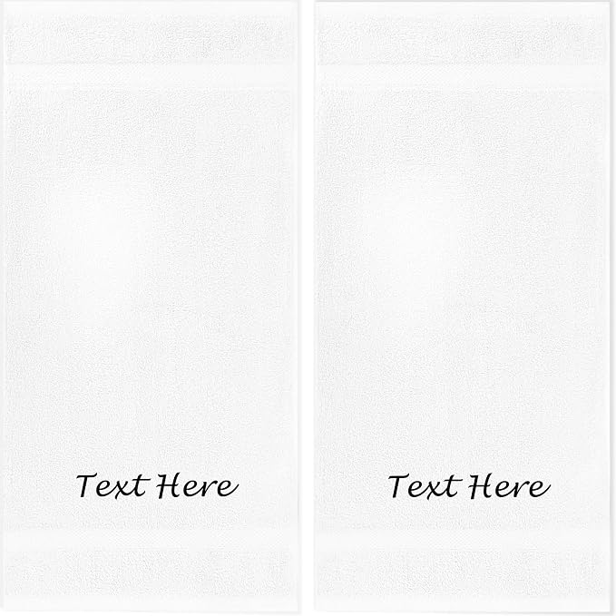 Personalized Towels Set with Embroidered Text - 2 Pack Highly Absorbent & Super Soft Turkish Cotton Bath Sheets for Spa, Gym, Pool and Hotels - 24"x50" Large Bath Towels - White Towel Set