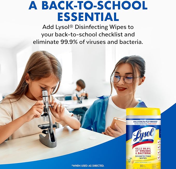 LYSOL Disinfecting Wipes, All Purpose Cleaner, Multi-Surface Antibacterial Cleaning Wipes, Household Cleaning Supplies, Dorm Essentials, Lemon + Mango & Hibiscus + Crisp Linen Scent, 80 ct. (4 Pack)