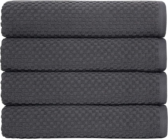 COTTON CRAFT Waffle Luxury Euro Spa Waffle Weave Towel Set - 100% Ringspun Cotton - Absorbent Quick Dry - Oversized 30 x 56 inch - Grey