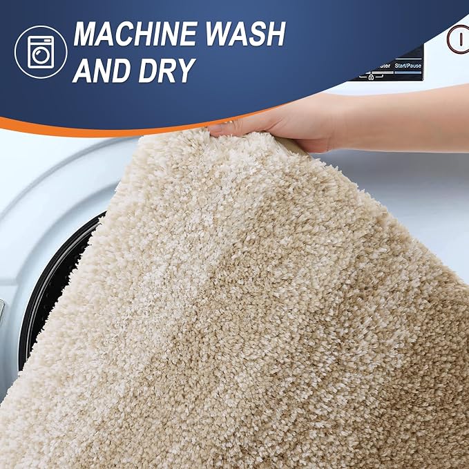 OLANLY Large Bathroom Rugs Mat 40x24, Extra Soft Absorbent Microfiber Bath Rugs, Rubber Backing, Quick Dry, Machine Washable Bath Mats for Bathroom Floor, Tub and Shower, Home Decor Accessories, Tan