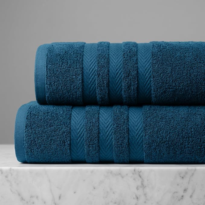 RIVERSIDE Pack of 2 Extra Large Bath Sheets 35 x 70 Inches, 100% Ring Spun Cotton, Hotel Quality, Oversized Bath Towels, Super Soft, Highly Absorbent & Quicker to Dry, Blue Opal