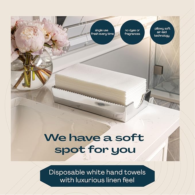 Lintext Disposable Linen-Feel Guest Towels - 12" x 17" Cloth-Like Hand Towels - Soft And Absorbent Paper Napkin For Bathroom, Kitchen, Or Event [Extra-Soft - Pack of 200]