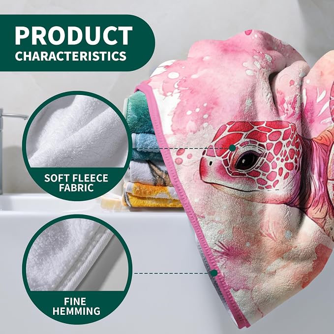 Sea Turtle Pink Bath Towels Soft Microfiber Shower Towel for Women Bathroom