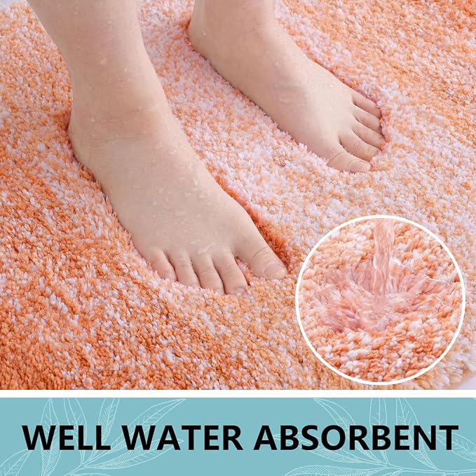 Arotive Microfiber Bathroom Rugs, Shaggy Soft and Absorbent Bath Rug, Thick Plush Machine Washable Dry Bath Mats for Bathroom, Tub and Shower, 24x16, Orange, Rectangular