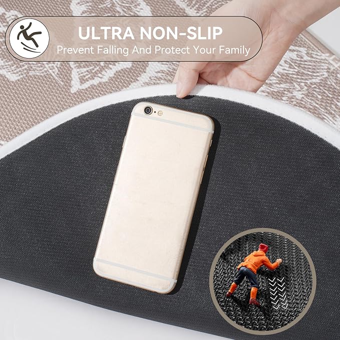 YDKGL Non Slip Bath Mat, Thin Bathroom Rugs Fit Under Door Quick Dry Non Slip Washable Bathroom Mat with Rubber Backing, Absorbent Shower Rug, Brown