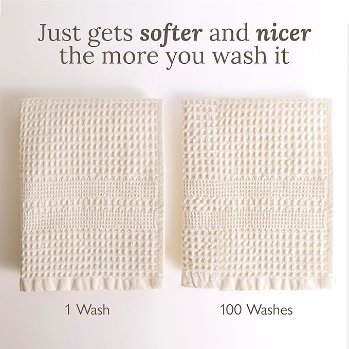 GILDEN TREE Waffle Hand Towels for Bathroom Quick Dry Towel Super Absorbent Thin 100% Cotton Lint Free, Hand Towels for Bathroom Set of 2, Classic Style (Aqua)
