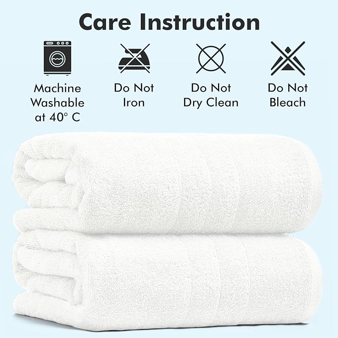 Bath Sheets – 550 GSM Extra Large Bathroom Sheet Set – Pack of 2 Jumbo Towels White (71x35in) – 100% Ring Spun Cotton Soft Quick Dry Large Bath Towels for Adults Hotel Spa Bathroom Use